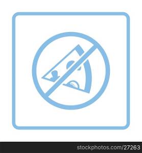 Prohibited pizza icon. Blue frame design. Vector illustration.