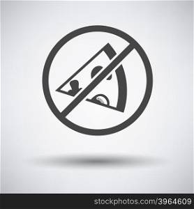 Prohibited pizza icon on gray background with round shadow. Vector illustration.