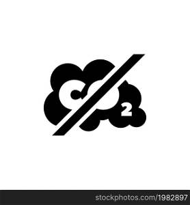 Prohibiting Emissions Carbon Dioxide CO2. Flat Vector Icon. Simple black symbol on white background. Prohibiting Emissions Carbon Dioxide CO2 Flat Vector Icon