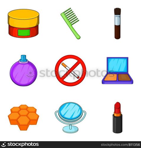 Prohibition of bad habit icons set. Cartoon set of 9 prohibition of bad habit vector icons for web isolated on white background. Prohibition of bad habit icons set, cartoon style