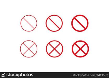 Prohibition sign icon set. Traffic sign vector desing.