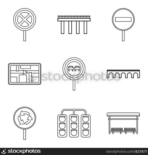 Prohibition sign icons set. Outline set of 9 prohibition sign vector icons for web isolated on white background. Prohibition sign icons set, outline style