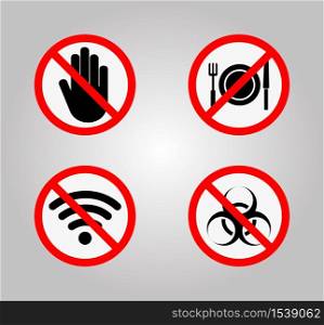 Prohibition Signs and Various warning sign icon Symbol Sign Isolate on White Background,Vector Illustration