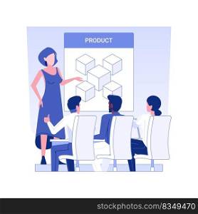 Project closure isolated concept vector illustration. Woman presenting new business project, IT company, management and development, working workflow, product release vector concept.. Project closure isolated concept vector illustration.