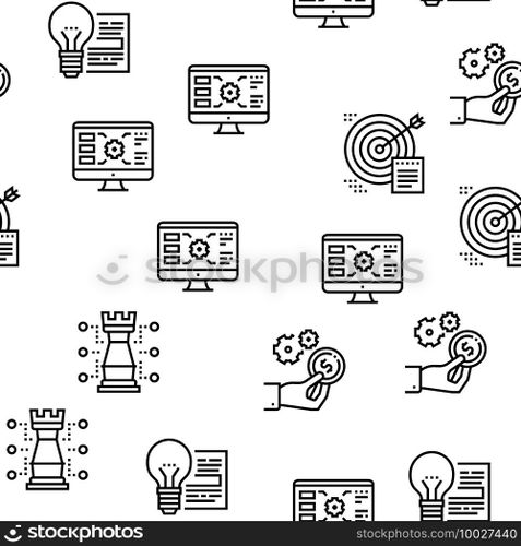 Project Development Vector Seamless Pattern Thin Line Illustration. Project Development Vector Seamless Pattern