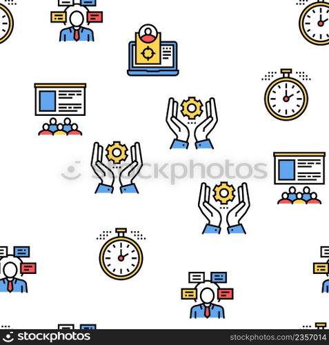 Project Development Vector Seamless Pattern Thin Line Illustration. Project Development Vector Seamless Pattern