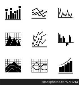 Project graph icons set. Simple set of 9 project graph vector icons for web isolated on white background. Project graph icons set, simple style