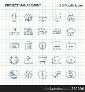 Project Management 25 Doodle Icons. Hand Drawn Business Icon set