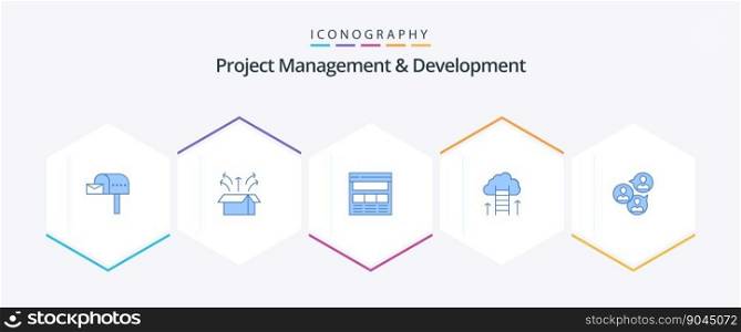 Project Management And Development 25 Blue icon pack including success. career. product. career path. web