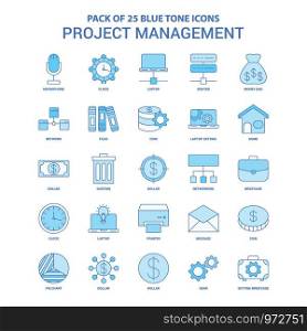 Project Management Blue Tone Icon Pack - 25 Icon Sets
