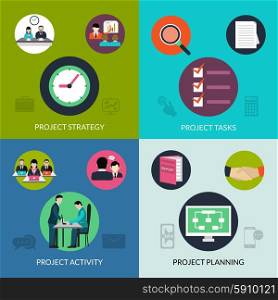 Project management design concept set with activity planning icons isolated vector illustration. Project Management Set