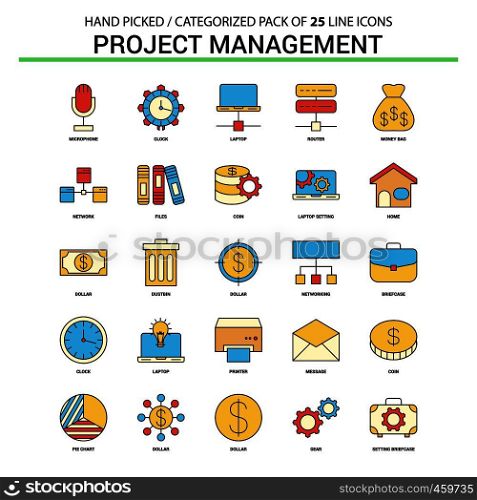 Project Management Flat Line Icon Set - Business Concept Icons Design
