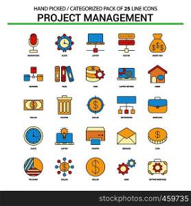 Project Management Flat Line Icon Set - Business Concept Icons Design