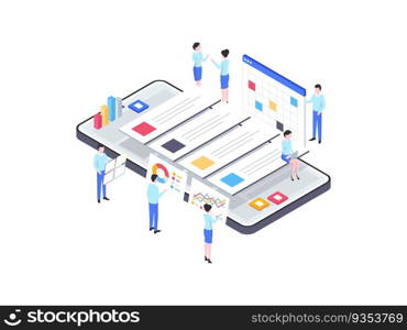 Project Management Isometric Illustration. Suitable for Mobile App, Website, Banner, Diagrams, Infographics, and Other Graphic Assets.