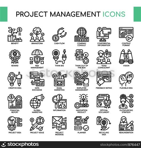 Project Management , Thin Line and Pixel Perfect Icons