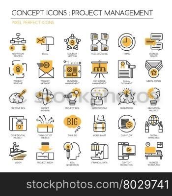 Project management , thin line icons set ,Pixel Perfect Icons