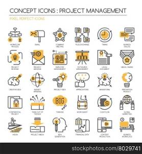 Project management , thin line icons set ,Pixel Perfect Icons
