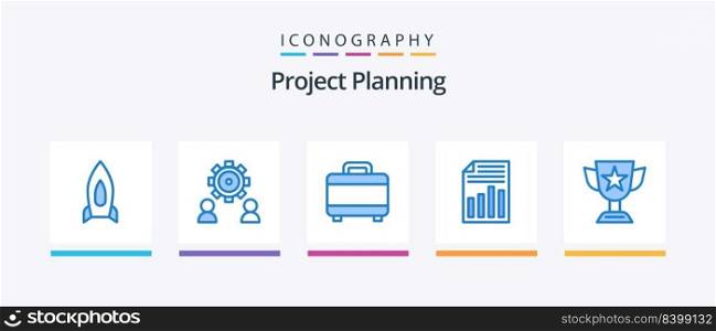 Project Planing Blue 5 Icon Pack Including sheet. page. setting. file. planning. Creative Icons Design
