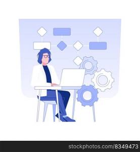 Project requirements isolated concept vector illustration. Business analyst creating project requirements, IT company, strategy development process, implementation engineer vector concept.. Project requirements isolated concept vector illustration.