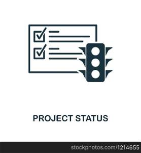 Project Status icon. Monochrome style design from management collection. UI. Pixel perfect simple pictogram project status icon. Web design, apps, software, print usage.. Project Status icon. Monochrome style design from management icon collection. UI. Pixel perfect simple pictogram project status icon. Web design, apps, software, print usage.