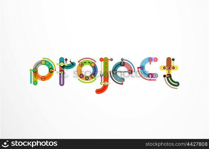Project word letter banner. Thin line flat design banners for website, mobile website, presentation or printing