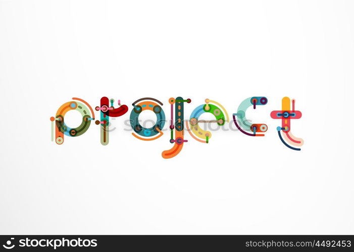 Project word letter banner. Thin line flat design banners for website, mobile website, presentation or printing