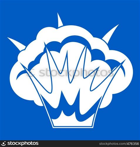 Projectile explosion icon white isolated on blue background vector illustration. Projectile explosion icon white