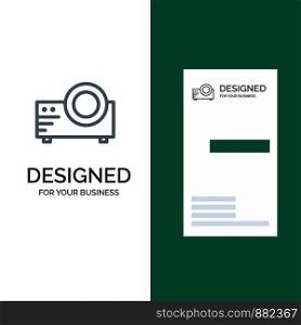Projector, Film, Movie, Multi Media Grey Logo Design and Business Card Template