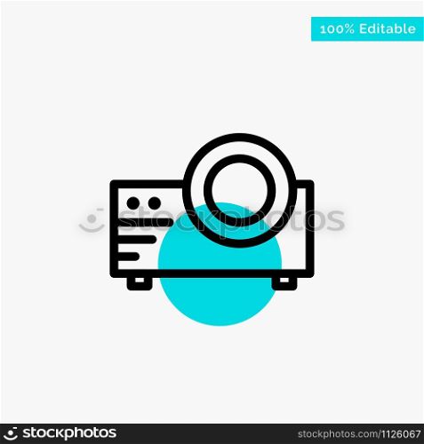 Projector, Film, Movie, Multi Media turquoise highlight circle point Vector icon
