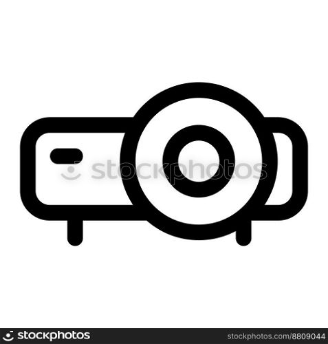Projector icon line isolated on white background. Black flat thin icon on modern outline style. Linear symbol and editable stroke. Simple and pixel perfect stroke vector illustration