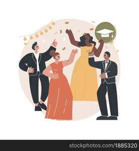 Prom party abstract concept vector illustration. Prom night invitation, promenade school dance, graduate occasion, school ball, students party, glamorous event, special night abstract metaphor.. Prom party abstract concept vector illustration.