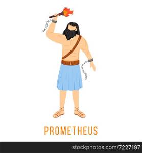 Prometheus flat vector illustration. Titan, hero. Creator of humanity. Ancient Greek deity. Mythology. Divine mythological figure. Isolated cartoon character on white background. Prometheus flat vector illustration