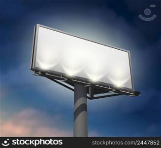 Prominently placed billboard to promote your company lighted and clearly visible at night abstract vector illustration. Editable EPS and Render in JPG format. Billboard lighted night image