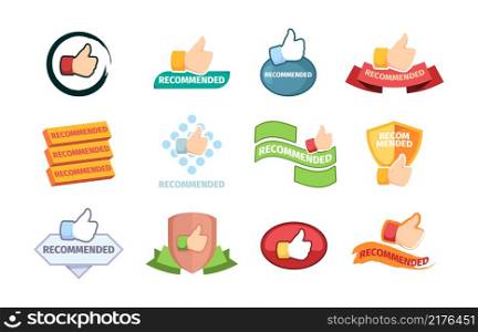 Promo banners. Ads symbols with text templates recommended words branding stamps garish vector templates collection. Illustration promotion advertising, business sticker promo. Promo banners. Ads symbols with text templates recommended words branding stamps garish vector templates collection