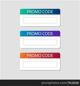 Promo code card. Discount on the banner. Discount icon. Vector stock illustration.