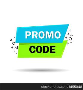 Promo code template.Geometric ribbon coupon code on isolated background.Flat shape of label with promo code for banners, social media, web, label, promotion. vector illustration eps10. Promo code template.Geometric ribbon coupon code on isolated background.Flat shape of label with promo code for banners, social media, web, label, promotion. vector