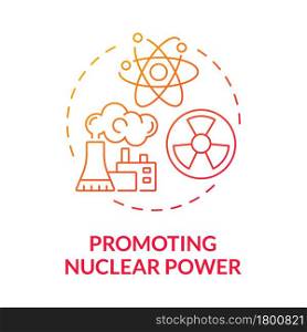 Promoting nuclear power gradient concept icon. Reliable and high density. Zero carbon emissions. Solar energy abstract idea thin line illustration. Vector isolated outline color drawing.. Promoting nuclear power gradient concept icon