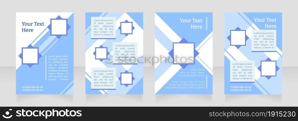 Promoting product offering blank brochure layout design. Advertising. Vertical poster template set with empty copy space for text. Premade corporate reports collection. Editable flyer paper pages. Promoting product offering blank brochure layout design
