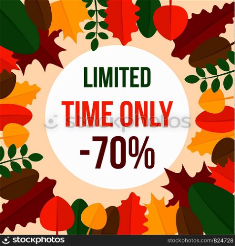 Promotion autumn limited time sale background. Flat illustration of promotion autumn limited time sale vector background for web design. Promotion autumn limited time sale background, flat style