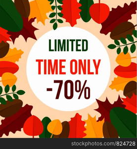 Promotion autumn limited time sale background. Flat illustration of promotion autumn limited time sale vector background for web design. Promotion autumn limited time sale background, flat style