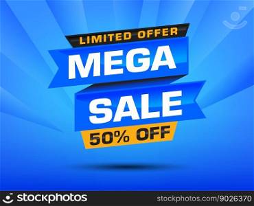Promotion banner design, discount deal offer, marketing sales illustration with text Mega Sale.
