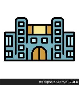 Promotion hall building icon. Outline promotion hall building vector icon color flat isolated. Promotion hall building icon color outline vector