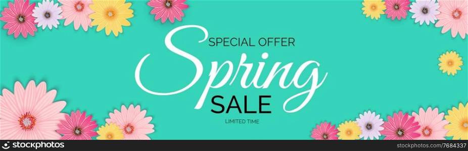Promotion offer, card for spring sale season with spring plants, leaves and flowers decoration. Vector Illustration. Promotion offer, card for spring sale season with spring plants, leaves and flowers decoration. Vector Illustration EPS10