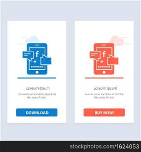 Promotion, Social, Social Promotion, Digital  Blue and Red Download and Buy Now web Widget Card Template