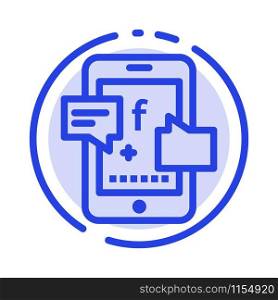 Promotion, Social, Social Promotion, Digital Blue Dotted Line Line Icon