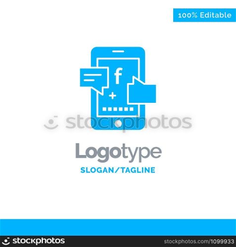Promotion, Social, Social Promotion, Digital Blue Solid Logo Template. Place for Tagline
