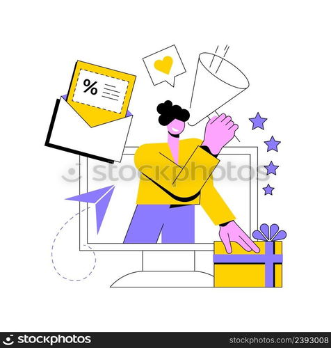 Promotion strategy abstract concept vector illustration. Brand sales promotion, get consumer to try product, customer loyalty, marketing c&aign service, identify target audience abstract metaphor.. Promotion strategy abstract concept vector illustration.