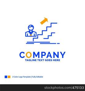 promotion, Success, development, Leader, career Blue Yellow Business Logo template. Creative Design Template Place for Tagline.