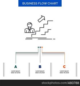 promotion, Success, development, Leader, career Business Flow Chart Design with 3 Steps. Line Icon For Presentation Background Template Place for text. Vector EPS10 Abstract Template background