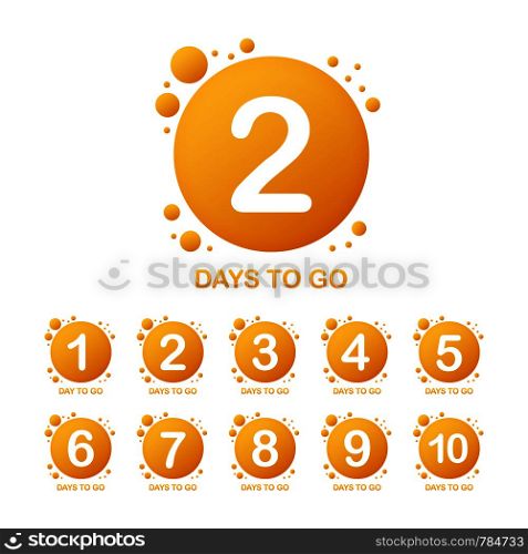 Promotional banner with number of days to go sign. Vector stock illustration.